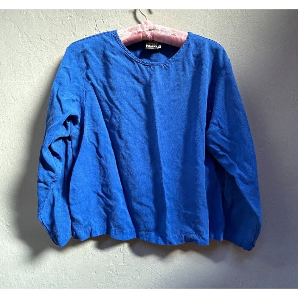 Bets by Canvasbacks Drop Shoulder Tencel Top Womens Medium Blue Relaxed Fit